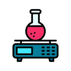 laboratory icon related laboratory flask or test tube with weight scale vector with editable stroke