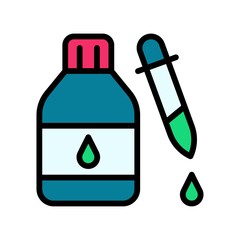 laboratory icon related laboratory vaccine bottle with dropper and drope vector with editable stroke