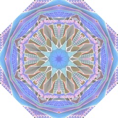 Parasol or rain umbrella with elegant hand drawn ornament in lilac, blue, orange and bronze tones.