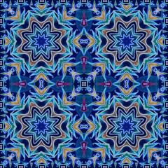 Seamless Christmas pattern with stylized multicolored snowflakes. Print for fabric, wallpaper, packaging design, home textiles.