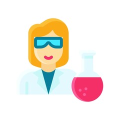 laboratory icon related laboratory or doctor girl and flask vector in flat style,