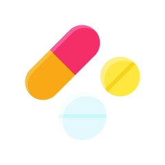 laboratory icon related laboratory pills or tablet and capsule vector in flat style,