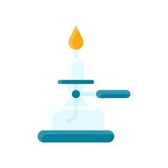 laboratory icon related laboratory bunsen burner with fire and handle vector in flat style,