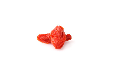 Close up dried Chinese wolfberries isolated on white background