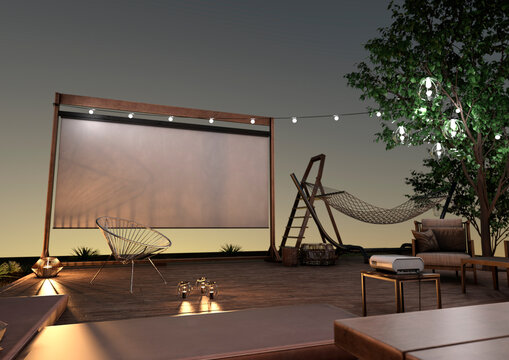 3D Rendering Home Theater Outside