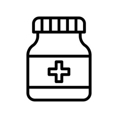 laboratory icon related laboratory medican jar or container with plus sign vector in lineal style,