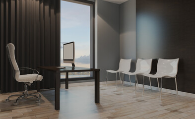 Modern office Cabinet.  3D rendering.   Meeting room