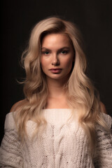 portrait of a young woman, shooting in a photo studio