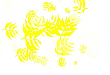 Light Green, Yellow vector doodle layout with leaves.