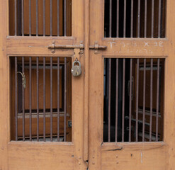 Old closed mettal door with lock