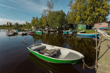 Small fishermen village by the big city of Saint Petersburg, Russia.