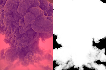 Large plumes of chemical toxic smoke with alpha channel. 3d render illustration