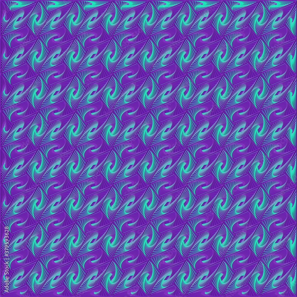 Fototapete Abstract geometric spiral wire pattern multi colored background. 3d rendering