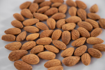 healthy almonds on white background