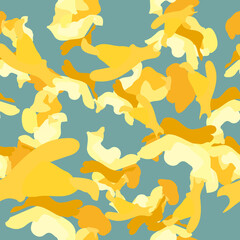 UFO camouflage of various shades of blue, orange and yellow colors