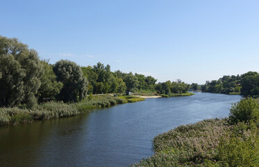 Fototapeta na wymiar Summer sunny day on the Tsna river in Tambov