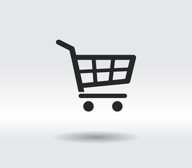 shopping cart icon, vector illustration. Flat design style