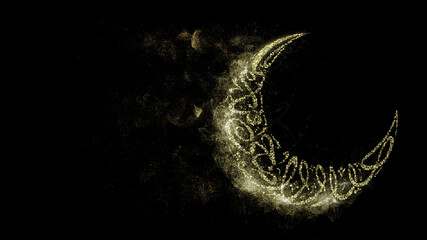 Eid Al Adha Mubarak or the Festival of Sacrifice for the Muslim community background decorations with elegant arabesque calligraphy text particles design