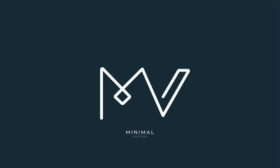 Alphabet letter icon logo MV