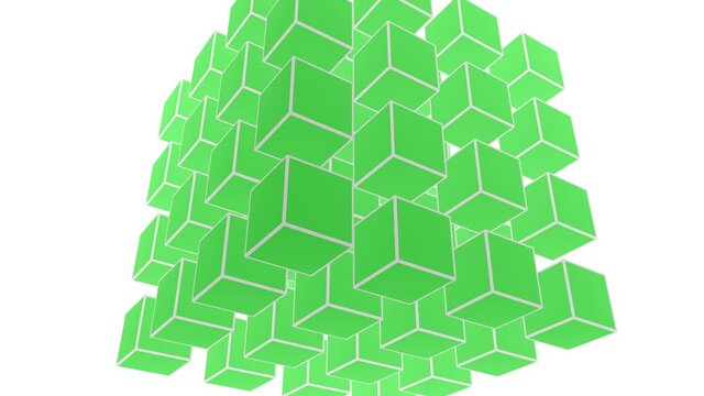 Grid of 4x4 Cubes Oscillating 4 Square Boxes