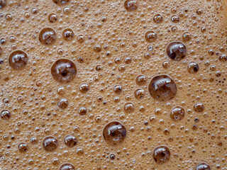 Textura de la espuma de un café expreso con sus burbujas