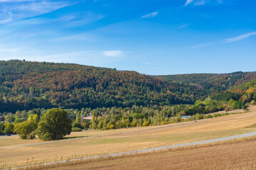 View of a campsite and the river Eder in Germany