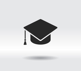 graduation cap icon, vector illustration. Flat design
