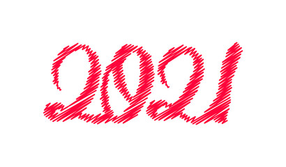 2021 vector sketch text design. Happy New Year text design.