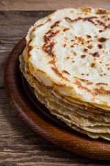 Stack of yeast pancakes.
