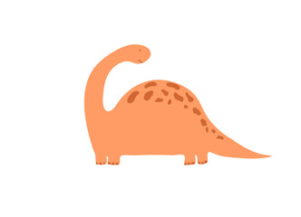 Vector illustration of little cute cartoon dinosaur. Kids dino image isolated on white background. Baby monster reptile for print on t shirt, book, poster, banner