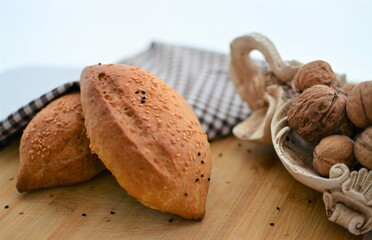 
homemade natural breads with walnuts and hazelnuts