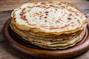 Stack of yeast pancakes.