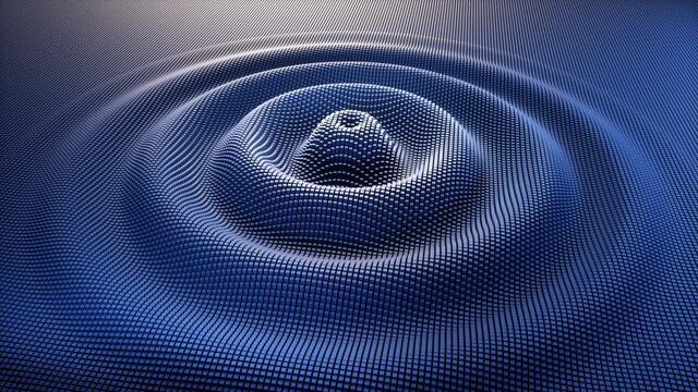 Futuristic abstract blue cubic grid with seamless wave animation - Loop texture animation 4k - 3D animation	