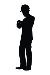 Standing engineer silhouette vector