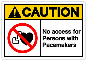 Caution No Access For Persons With Pacemakers Symbol Sign, Vector Illustration, Isolate On White Background Label .EPS10