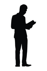 Standing man with book silhouette vector