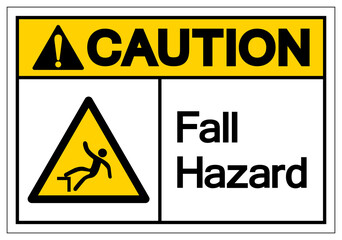 Caution Fall Hazard Symbol, Vector Illustration, Isolate On White Background Label. EPS10