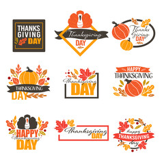 Thanksgiving holiday in autumn, banners with turkey and pumpkin © Sonulkaster