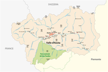 vector map of the autonomous Italian region of Aosta Valley, Italy