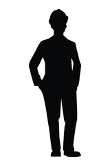 Standing engineer silhouette vector