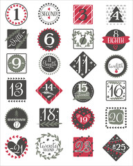 Obraz premium Banners and frames with numbers and winter decorations