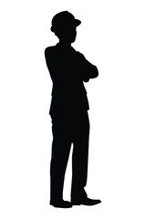 Standing engineer silhouette vector