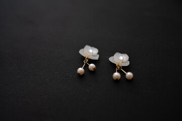 Handmade flower earrings made from Praban