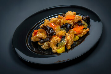 Fried Shrimps In Batter With Carrot Onion And Oyster Mushrooms