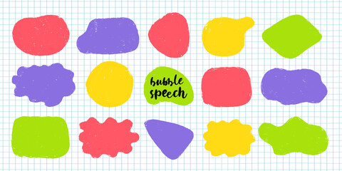 Bubble speech collection communicate. Hand drawn doodle.
