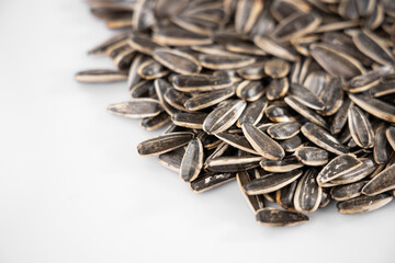 healthy sunflower seeds on white background
