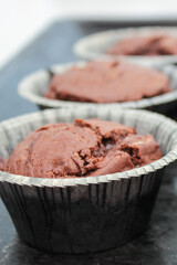 Closeup on chocolate cupcakes