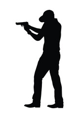 Gun shooting instructor silhouette vector