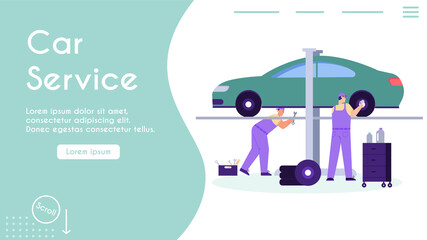 Vector banner of car service and maintenance concept