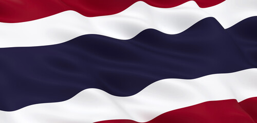 National Fabric Wave Closeup Flag of Thailand